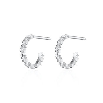 Star Cluster Hoop Stud Earrings, Sterling Silver, 5 of 8