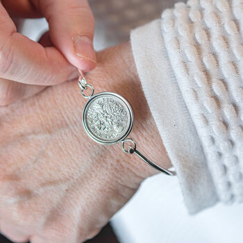 60th Birthday 1962 Sixpence Coin Bangle Bracelet, 12 of 12