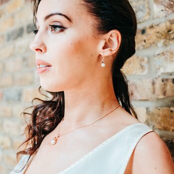 Pearl Necklace And Earrings With Rose Gold Plated Star, 6 of 7