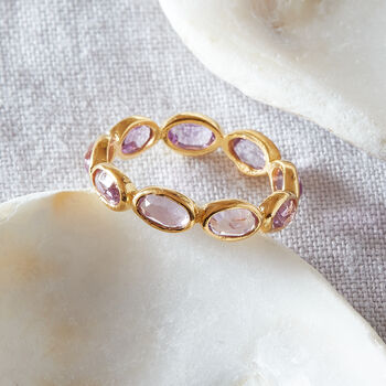Amethyst Gold Plated Silver Eternity Stacking Ring, 2 of 10