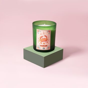 Cancer Zodiac Illustration Frosted Green Scented Candle, 3 of 3
