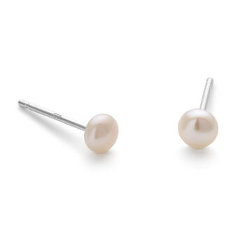 Small Silver Real Pearl Stud Earrings, 2 of 5