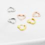 Sterling Silver Cz Heart Huggie Hoop Earrings, thumbnail 6 of 11