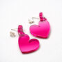 Heart Earrings In Pink Acrylic, thumbnail 1 of 6