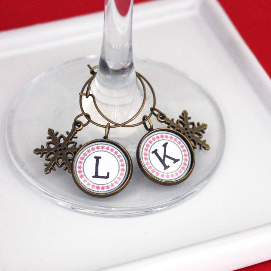 2x Initial Xmas Wine Glass Charms, 1 of 4