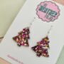 Purple And Gold Christmas Tree Glitter Earrings / Stocking Filler / Santa Present, thumbnail 4 of 10
