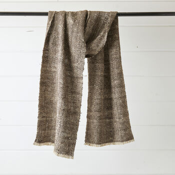 Fair Trade Woven Soft Yak Wool Raw Silk Unisex Scarf, 9 of 11