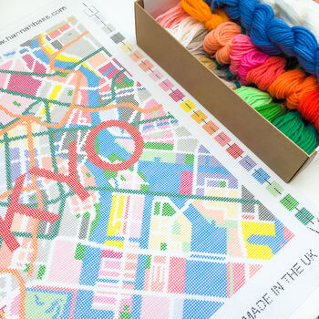 Tokyo Blossom City Map Needlepoint Kit, 4 of 6