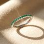 Emerald May Birthstone Crystal Sterling Silver Ring, thumbnail 1 of 4