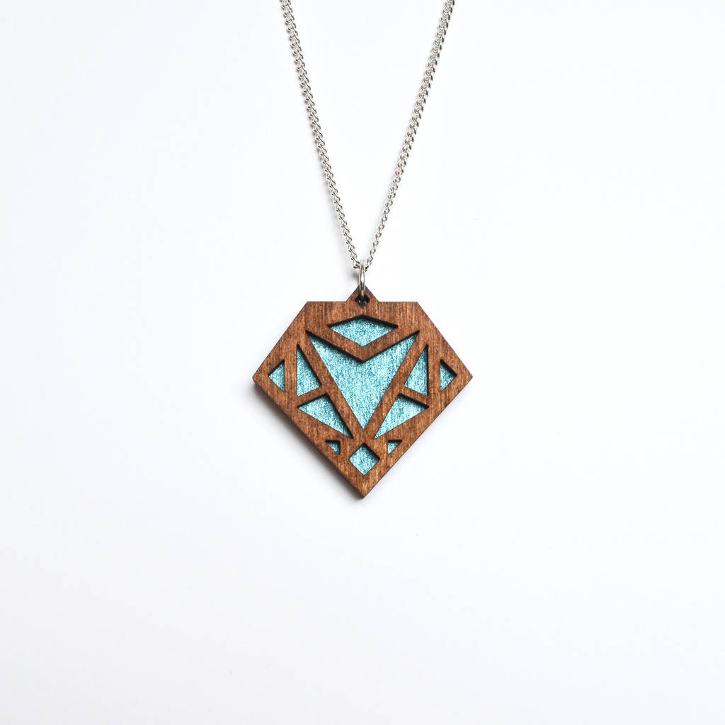 contemporary geometric diamond pendant necklace d2 by lady k designs ...