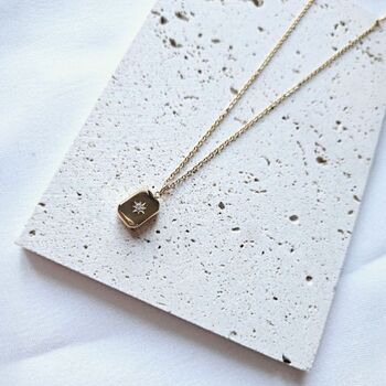 Gold Stainless Steel Rectangle Pendant Necklace, 2 of 3