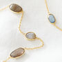 Labradorite Pebble Gold Plated Silver Long Necklace, thumbnail 1 of 8