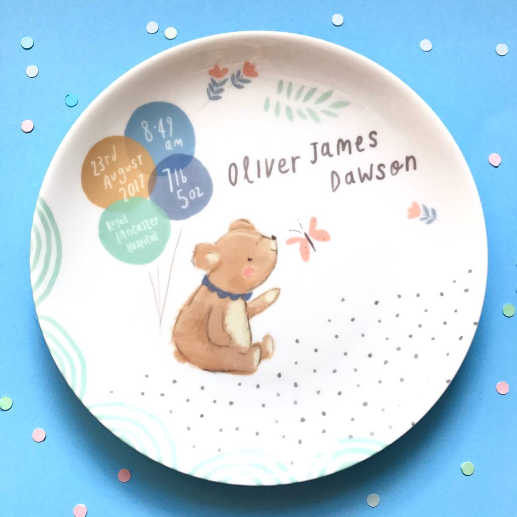 personalised teddy with birth details