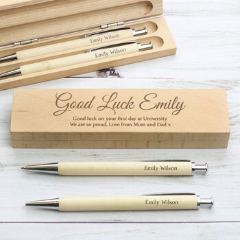 Personalised Message Wooden Pen And Pencil Box Set, 5 of 10