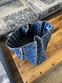 Tote Bag, Beach Bag, Block Print Indian Handbag, Indigo, 2 of 11