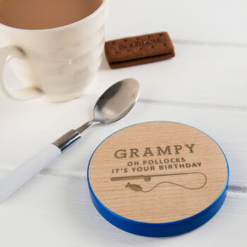 Personalised Tea Coffee Coaster Funny Fishing Gift For Dad, 2 of 8