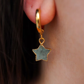 Aquamarine Star Hoop Earrings, 3 of 10