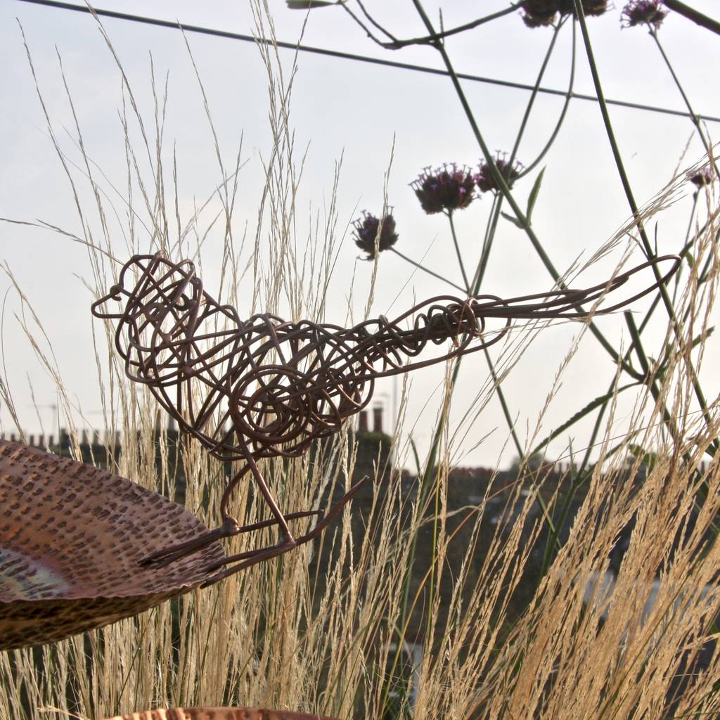 Copper Wire Bird Garden Sculpture By London Garden Trading