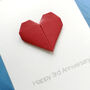 Personalised 3rd Leather Anniversary Origami Heart Card, thumbnail 4 of 7