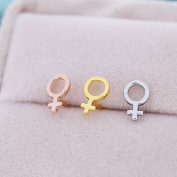 Sterling Silver Female Symbol Stud Earrings, 6 of 11
