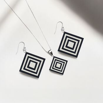Matching Earrings And Necklace Stripey Diamond Set, 3 of 12
