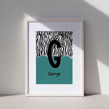 Kids Personalised Initial Zebra Print, 4 of 5