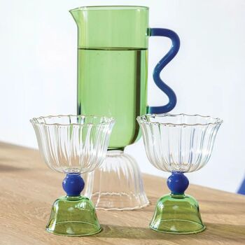 Alie Green And Blue Glass Carafe Jug, 2 of 2