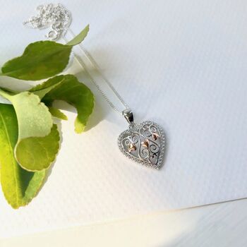 Sterling Silver And 9ct Plated Heart Necklace, 4 of 4