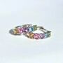 Rainbow Gemstone Huggie Hoop Earrings In Sterling Silver And Gold, thumbnail 3 of 11