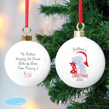 Personalised Tiny Tatty Teddy 'My 1st Christmas' Bauble, 2 of 3