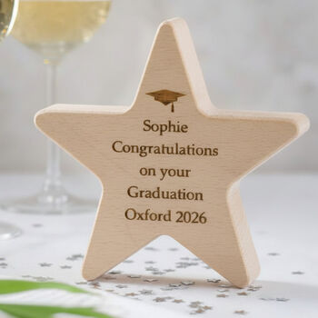 Personalised Engraved Graduation Wooden Star Keepake, 2 of 2