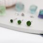 Sterling Silver Natural Jade Stud Earrings, thumbnail 2 of 12