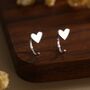 Tiny Heart Huggie Hoop Earrings In Sterling Silver, thumbnail 1 of 11