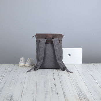 Canvas And Leather Zip Detail Backpack, 6 of 12
