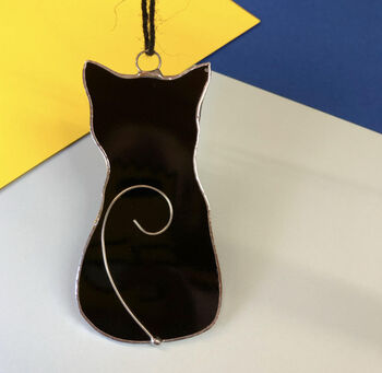 Handmade Glass Cat Hanging Decoration, 3 of 4