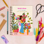 Floral Plant Lady Illustrated Personalised Notebook, thumbnail 1 of 7