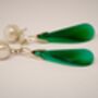Green Onyx, Pearl Sterling Silver Earrings, thumbnail 2 of 4
