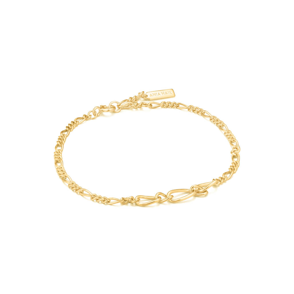 Gold Plated 925 Figaro Chain Bracelet By ANIA HAIE
