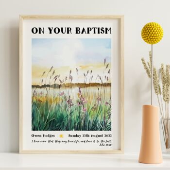 Personalised Baptism Gift Print For Adults, Meadow Design, 6 of 10