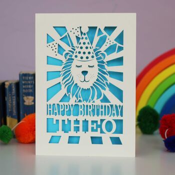 Personalised Papercut Lion Birthday Card, 5 of 7