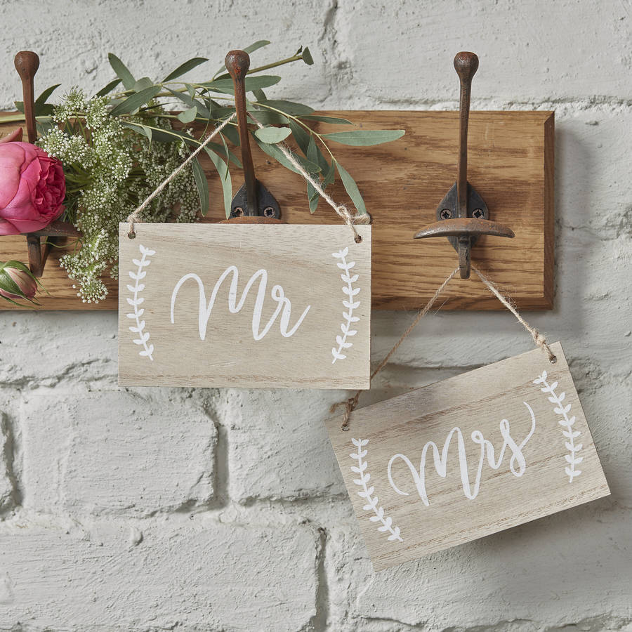 Boho Mr And Mrs Wooden Chair Hanging Signs