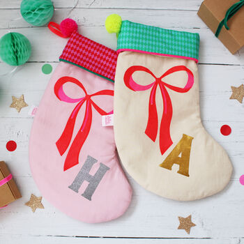 Personalised Bow Bright Christmas Stocking, 6 of 8