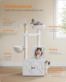 Modern Cat Tree With Litter Box Enclosure And Condo, 4 of 12