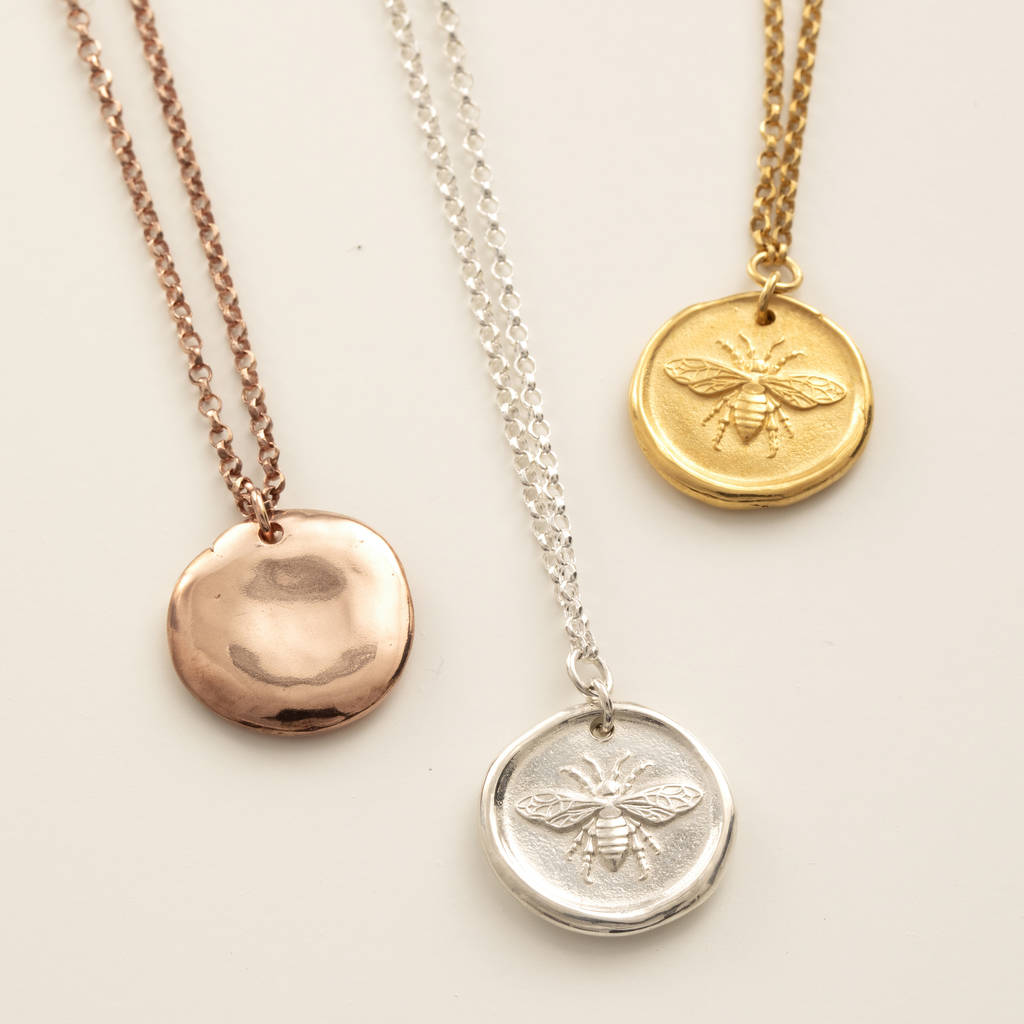 Personalised Silver And Gold Honey Bee Coin Pendants, 1 of 5