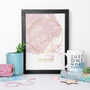 Pink And Gold Personalised Map Of The Stars Print, thumbnail 3 of 6