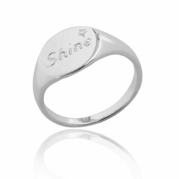 Sterling Silver Round Cushion Signet Ring, 2 of 8