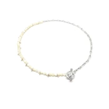 Meno Pearl T Bar Chain And Gemstone Beaded Necklace, 2 of 5
