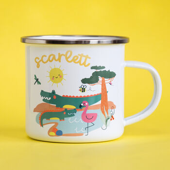 Personalised Crocodile Enamel Camping Mug – Children’s Name Gift, 3 of 5