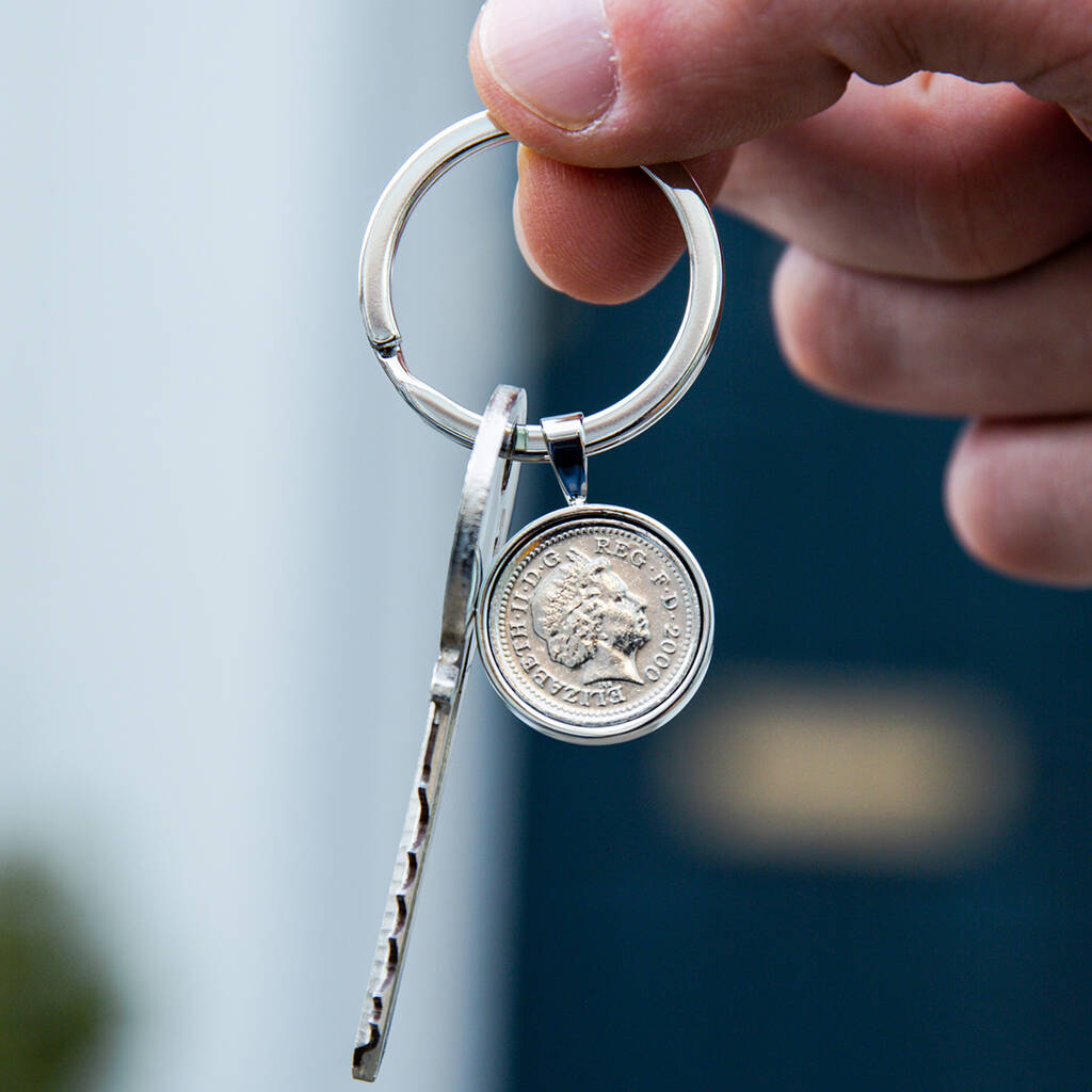 Image of Five Pence 5p Coin Birthday Keyring 1969 To 2004