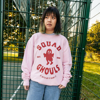 Squad Ghouls Women's Varsity Style Slogan Sweatshirt, 3 of 4